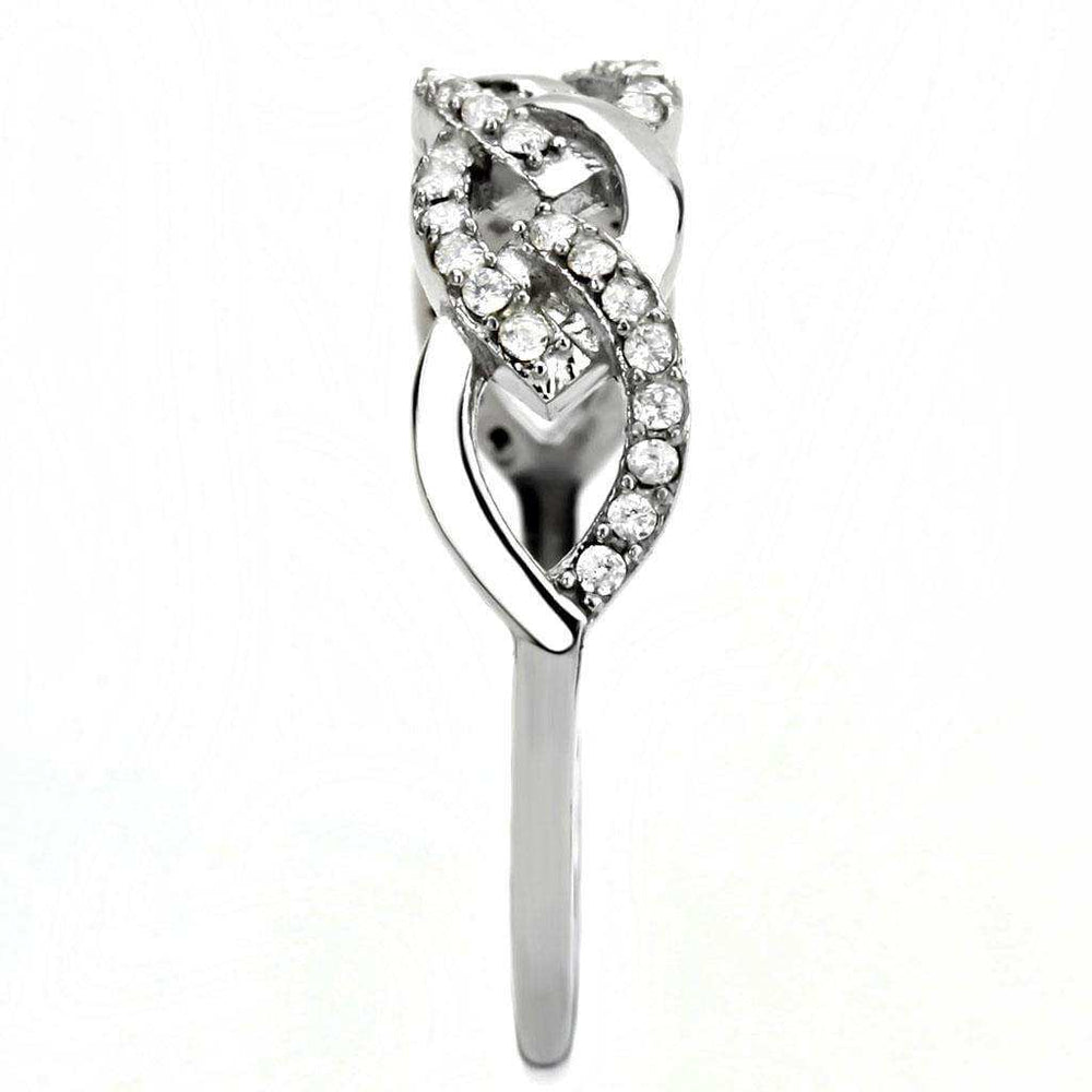 Alamode High polished (no plating) Stainless Steel Ring with AAA Grade CZ in Clear - Alamode - Flyclothing LLC
