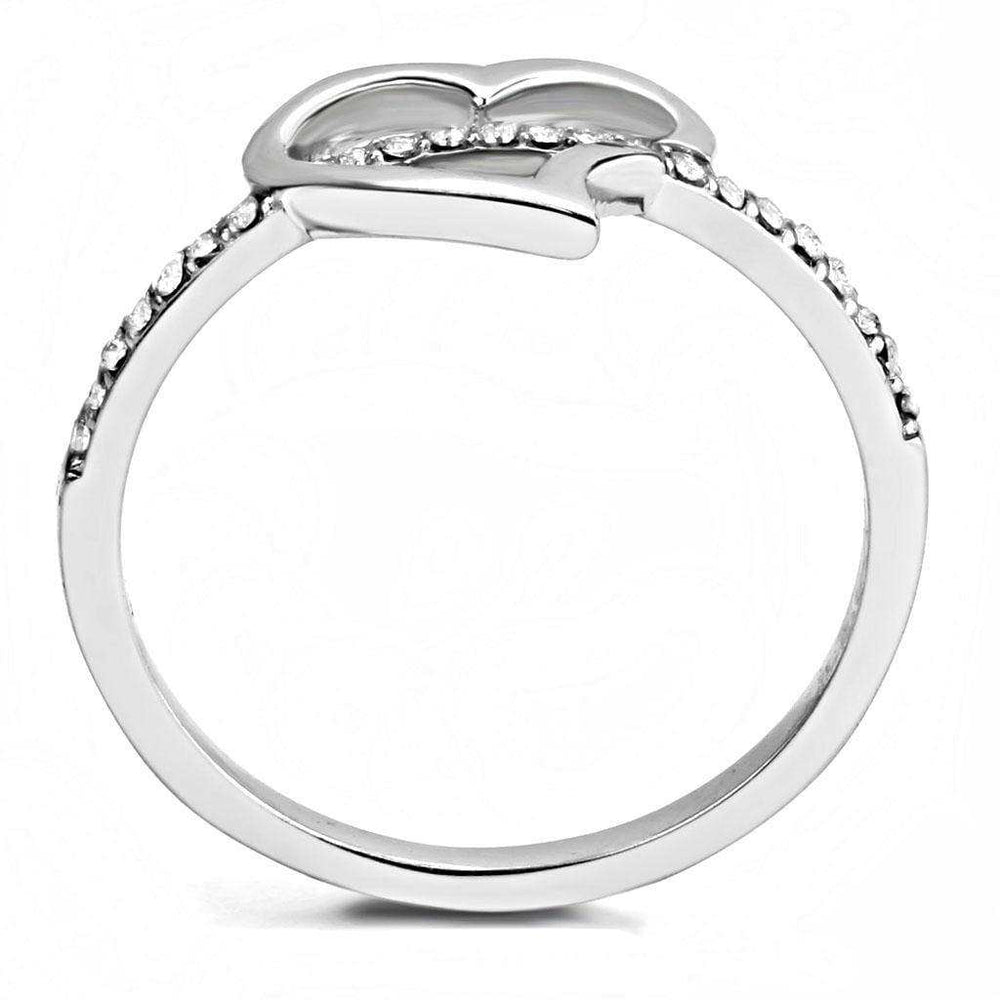 Alamode High polished (no plating) Stainless Steel Ring with AAA Grade CZ in Clear - Alamode - Flyclothing LLC
