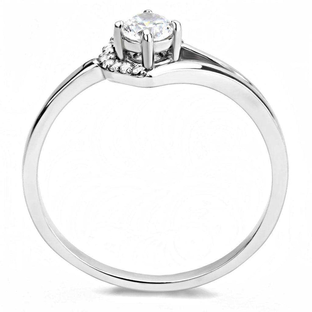 Alamode High polished (no plating) Stainless Steel Ring with AAA Grade CZ in Clear - Alamode - Flyclothing LLC