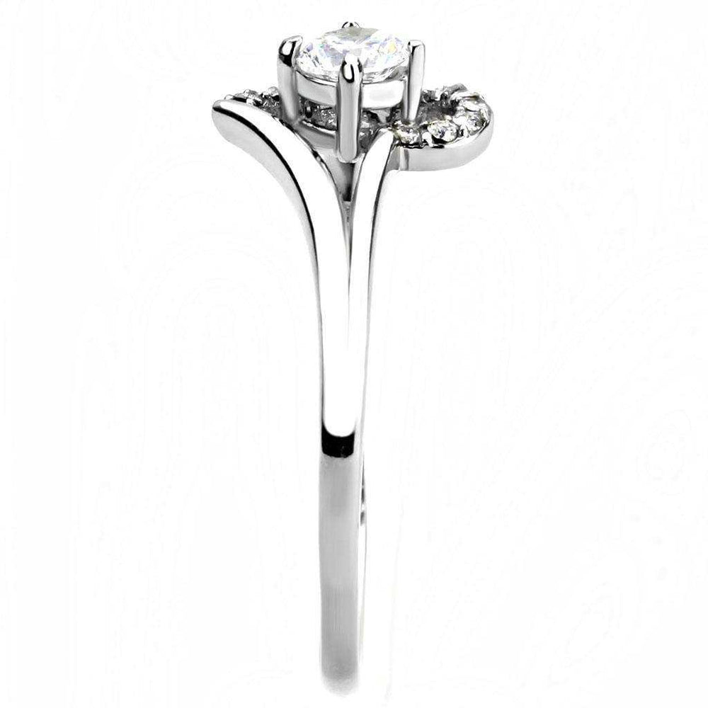 Alamode High polished (no plating) Stainless Steel Ring with AAA Grade CZ in Clear - Alamode - Flyclothing LLC
