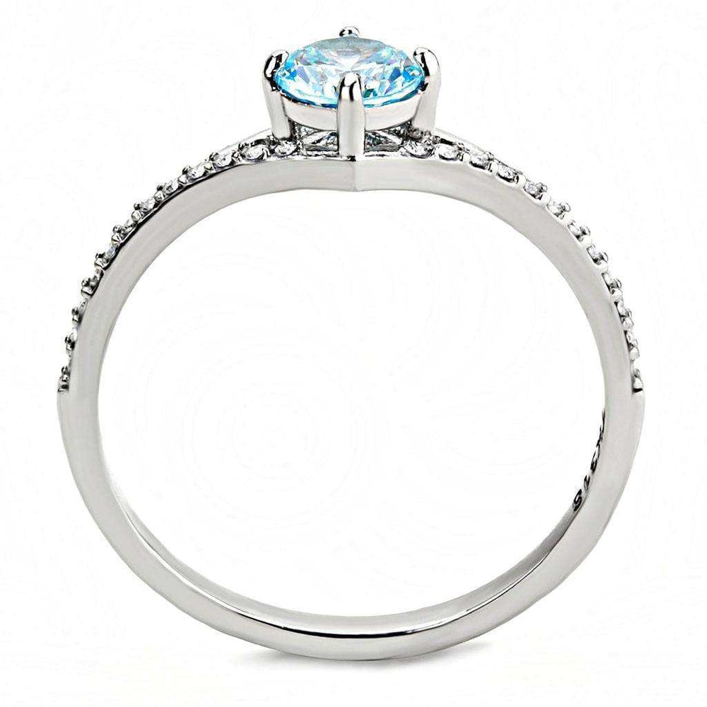 Alamode High polished (no plating) Stainless Steel Ring with AAA Grade CZ in Sea Blue - Alamode - Flyclothing LLC