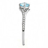Alamode High polished (no plating) Stainless Steel Ring with AAA Grade CZ in Sea Blue - Alamode - Flyclothing LLC
