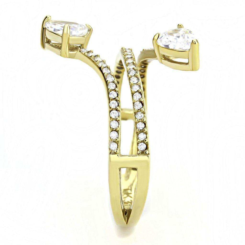 Alamode IP Gold(Ion Plating) Stainless Steel Ring with AAA Grade CZ in Clear - Alamode - Flyclothing LLC