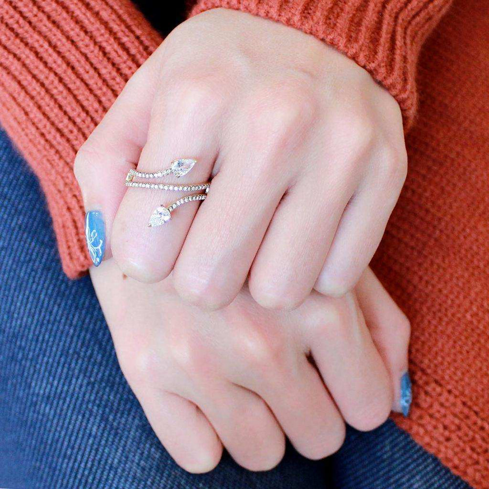 Alamode IP Gold(Ion Plating) Stainless Steel Ring with AAA Grade CZ in Clear - Alamode - Flyclothing LLC
