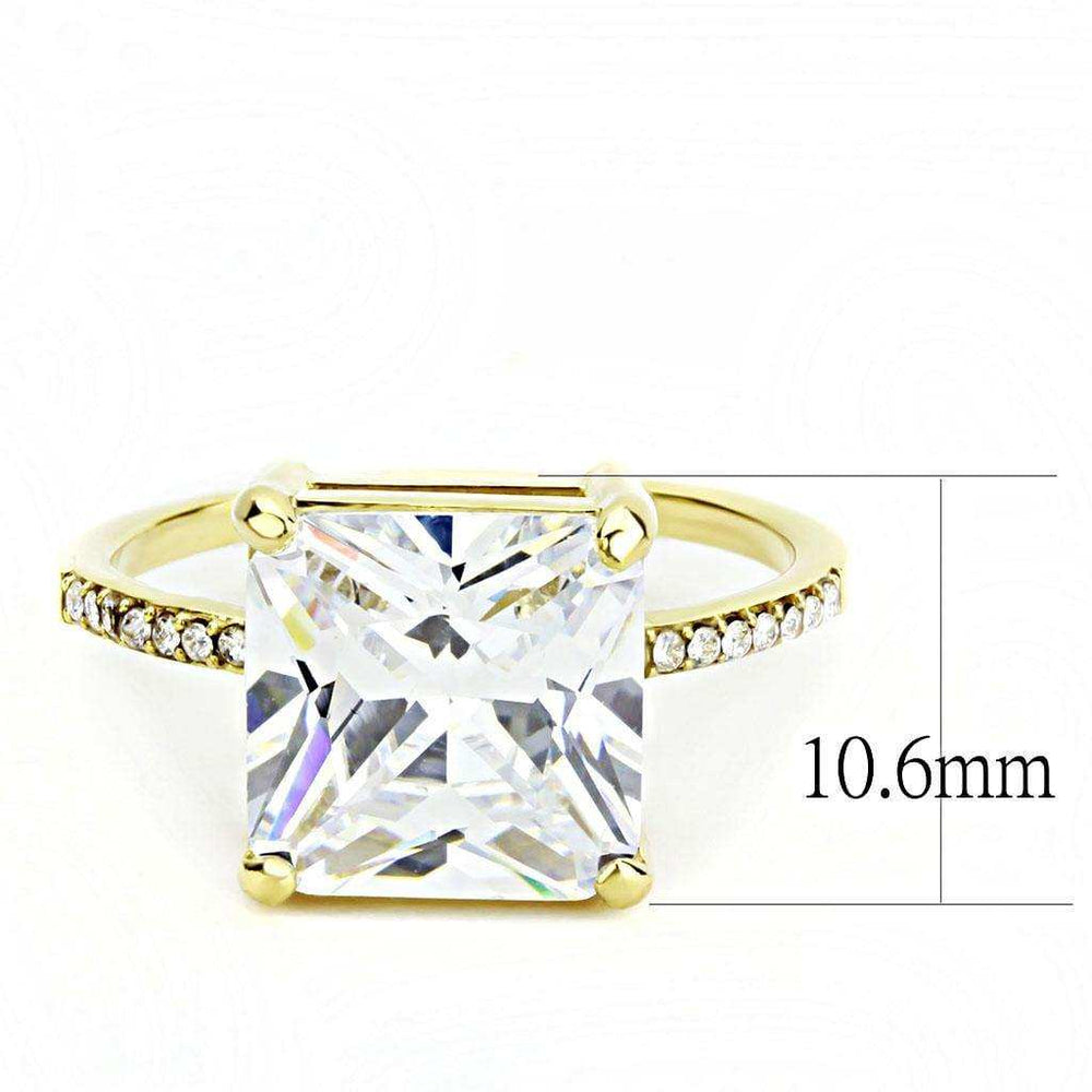 Alamode IP Gold(Ion Plating) Stainless Steel Ring with AAA Grade CZ in Clear - Alamode - Flyclothing LLC