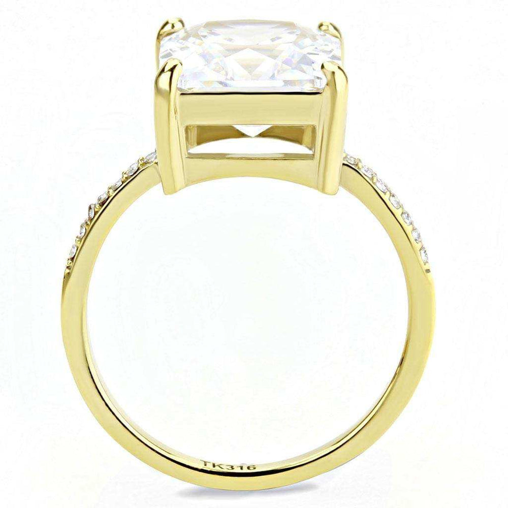 Alamode IP Gold(Ion Plating) Stainless Steel Ring with AAA Grade CZ in Clear - Alamode - Flyclothing LLC
