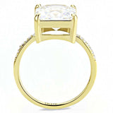 Alamode IP Gold(Ion Plating) Stainless Steel Ring with AAA Grade CZ in Clear - Alamode - Flyclothing LLC