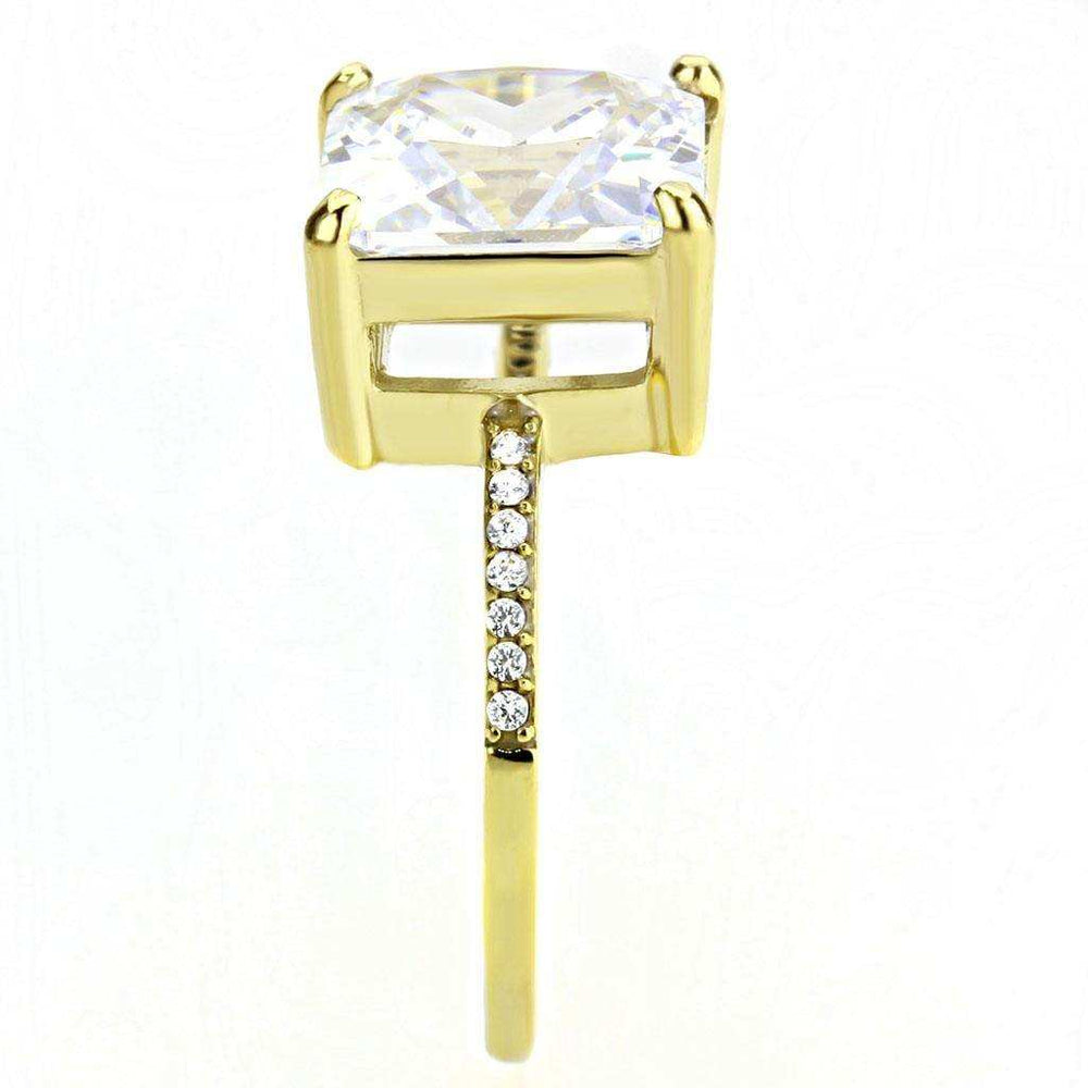 Alamode IP Gold(Ion Plating) Stainless Steel Ring with AAA Grade CZ in Clear - Alamode - Flyclothing LLC