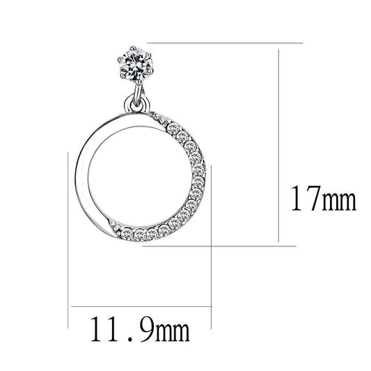 Alamode High polished (no plating) Stainless Steel Earrings with AAA Grade CZ in Clear - Alamode - Flyclothing LLC