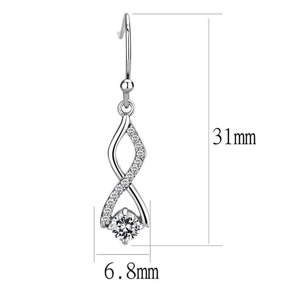 Alamode High polished (no plating) Stainless Steel Earrings with AAA Grade CZ in Clear - Alamode - Flyclothing LLC