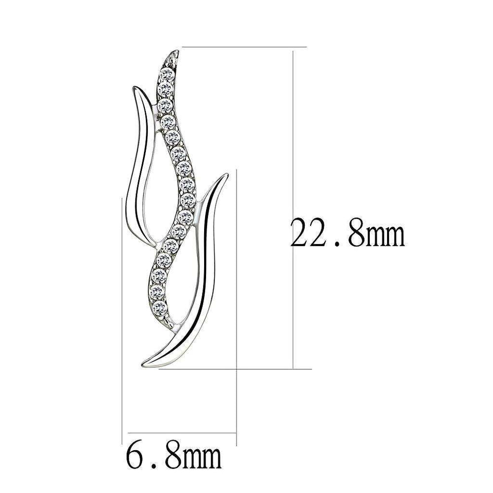 Alamode High polished (no plating) Stainless Steel Earrings with AAA Grade CZ in Clear - Alamode - Flyclothing LLC