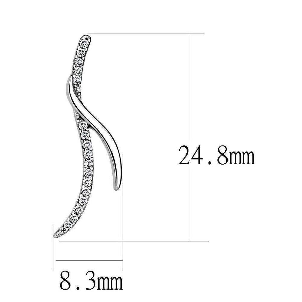 Alamode High polished (no plating) Stainless Steel Earrings with AAA Grade CZ in Clear - Alamode - Flyclothing LLC