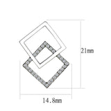 Alamode High polished (no plating) Stainless Steel Earrings with AAA Grade CZ in Clear - Alamode - Flyclothing LLC