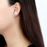 Alamode High polished (no plating) Stainless Steel Earrings with AAA Grade CZ in Clear - Alamode - Flyclothing LLC