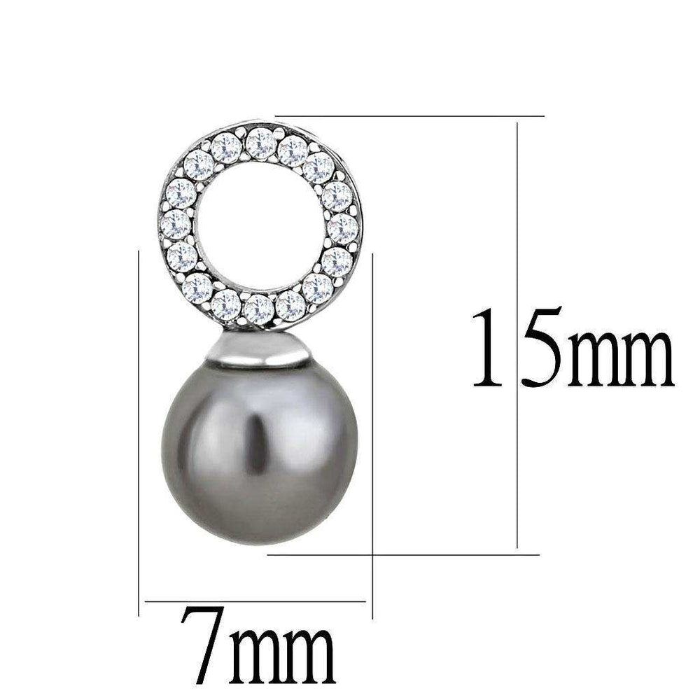 Alamode High polished (no plating) Stainless Steel Earrings with Synthetic Pearl in Gray - Alamode - Flyclothing LLC