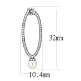 Alamode High polished (no plating) Stainless Steel Earrings with Synthetic Pearl in White - Alamode - Flyclothing LLC