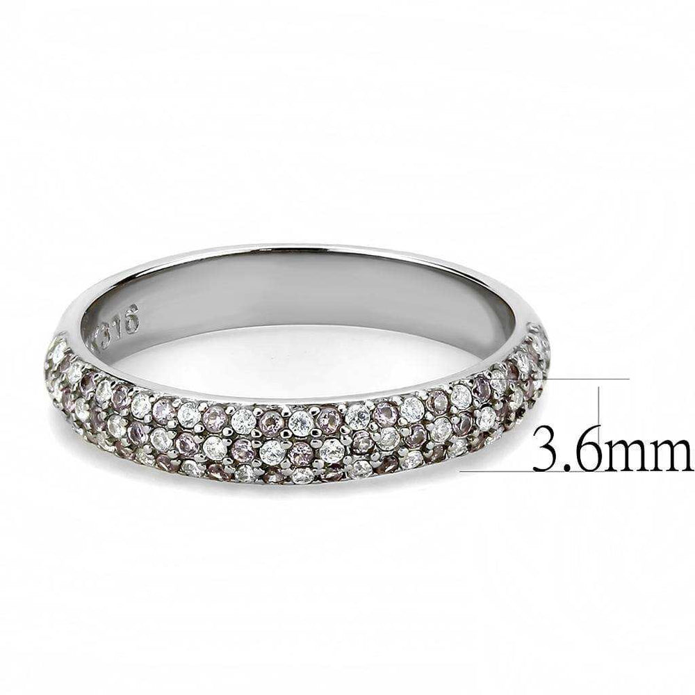 Alamode High polished (no plating) Stainless Steel Ring with AAA Grade CZ in Multi Color - Alamode - Flyclothing LLC