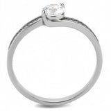 Alamode High polished (no plating) Stainless Steel Ring with AAA Grade CZ in Clear - Alamode - Flyclothing LLC