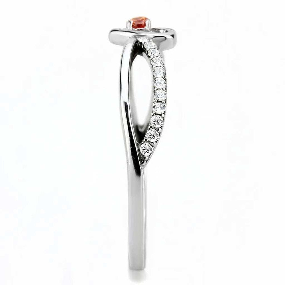 Alamode High polished (no plating) Stainless Steel Ring with AAA Grade CZ in Orange - Alamode - Flyclothing LLC