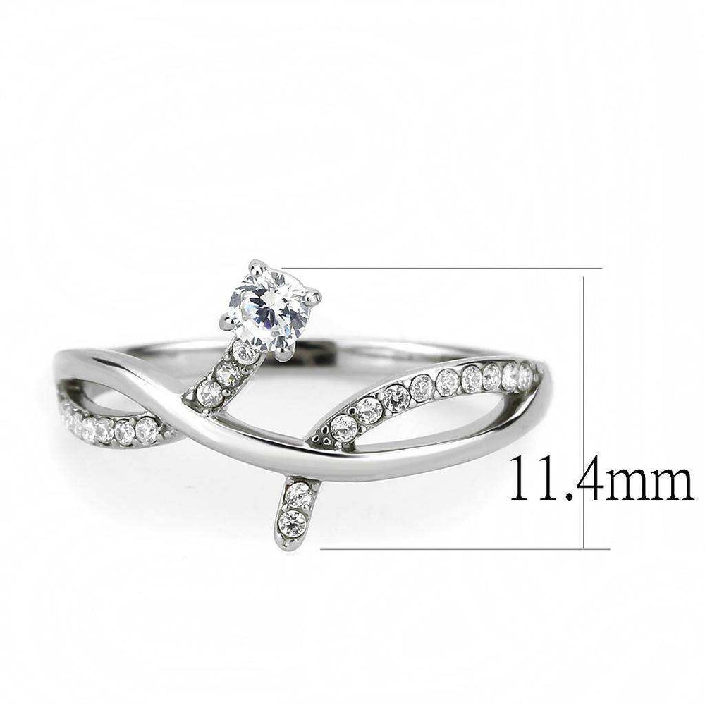 Alamode High polished (no plating) Stainless Steel Ring with AAA Grade CZ in Clear - Alamode - Flyclothing LLC
