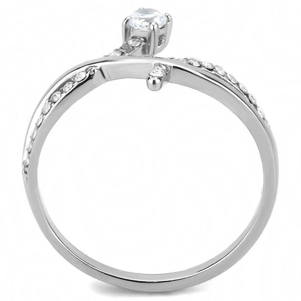 Alamode High polished (no plating) Stainless Steel Ring with AAA Grade CZ in Clear - Alamode - Flyclothing LLC