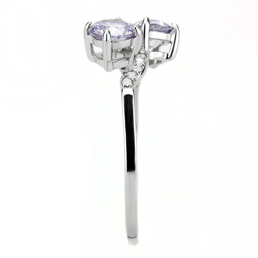 Alamode High polished (no plating) Stainless Steel Ring with AAA Grade CZ in Light Amethyst - Alamode - Flyclothing LLC