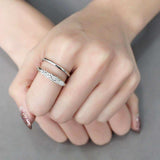 Alamode High polished (no plating) Stainless Steel Ring with AAA Grade CZ in Clear - Alamode - Flyclothing LLC