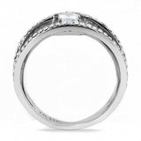 Alamode High polished (no plating) Stainless Steel Ring with AAA Grade CZ in Clear - Alamode - Flyclothing LLC