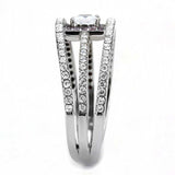 Alamode High polished (no plating) Stainless Steel Ring with AAA Grade CZ in Clear - Alamode - Flyclothing LLC