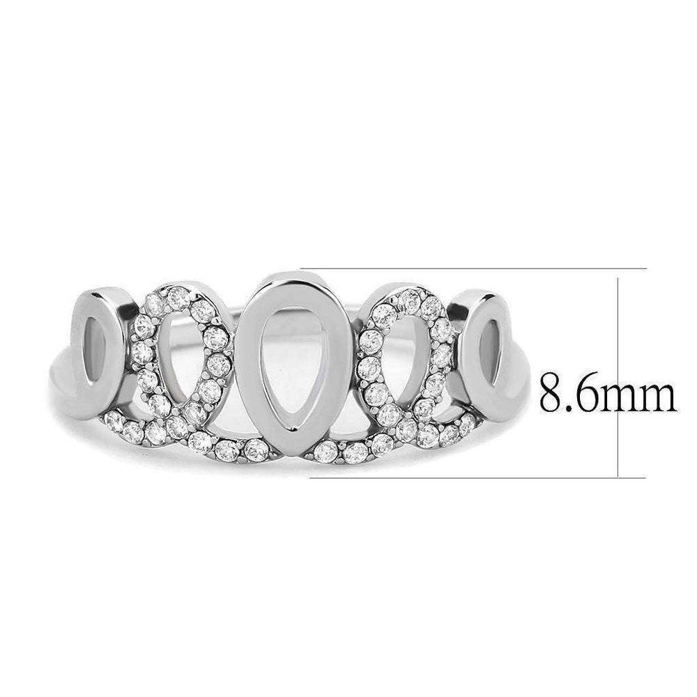 Alamode High polished (no plating) Stainless Steel Ring with AAA Grade CZ in Clear - Alamode - Flyclothing LLC