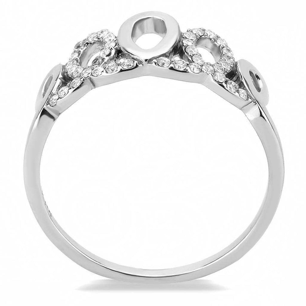Alamode High polished (no plating) Stainless Steel Ring with AAA Grade CZ in Clear - Alamode - Flyclothing LLC