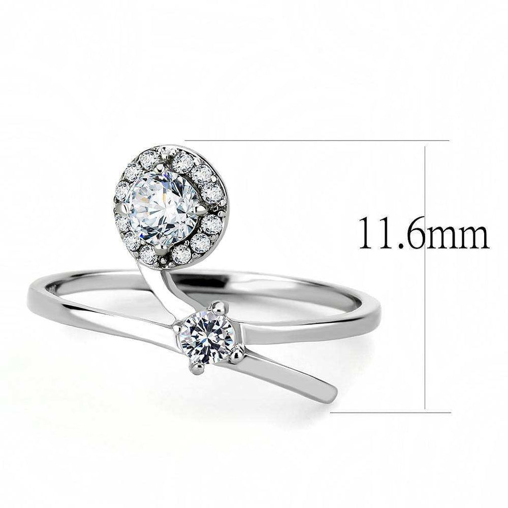 Alamode High polished (no plating) Stainless Steel Ring with AAA Grade CZ in Clear - Alamode - Flyclothing LLC