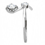 Alamode High polished (no plating) Stainless Steel Ring with AAA Grade CZ in Clear - Alamode - Flyclothing LLC