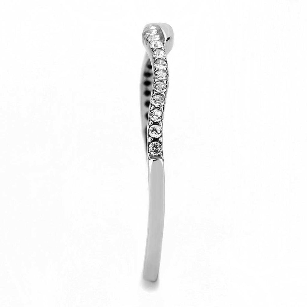 Alamode High polished (no plating) Stainless Steel Ring with AAA Grade CZ in Clear - Alamode - Flyclothing LLC