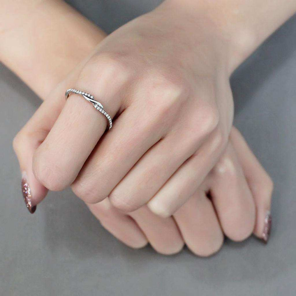 Alamode High polished (no plating) Stainless Steel Ring with AAA Grade CZ in Clear - Alamode - Flyclothing LLC