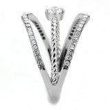 Alamode High polished (no plating) Stainless Steel Ring with AAA Grade CZ in Clear - Alamode - Flyclothing LLC