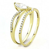 Alamode IP Gold(Ion Plating) Stainless Steel Ring with AAA Grade CZ in Clear - Alamode - Flyclothing LLC