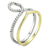 Alamode Two-Tone IP Gold (Ion Plating) Stainless Steel Ring with AAA Grade CZ in Clear - Alamode - Flyclothing LLC