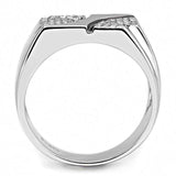 Alamode High polished (no plating) Stainless Steel Ring with AAA Grade CZ in Clear - Alamode - Flyclothing LLC