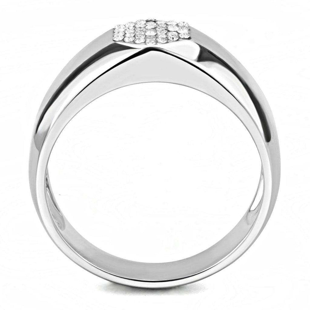 Alamode High polished (no plating) Stainless Steel Ring with AAA Grade CZ in Clear - Alamode - Flyclothing LLC
