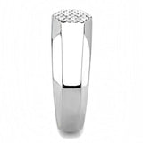Alamode High polished (no plating) Stainless Steel Ring with AAA Grade CZ in Clear - Alamode - Flyclothing LLC