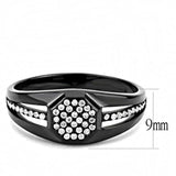 Alamode IP Black(Ion Plating) Stainless Steel Ring with AAA Grade CZ in Clear - Alamode - Flyclothing LLC