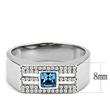 Alamode High polished (no plating) Stainless Steel Ring with Top Grade Crystal in Sea Blue - Alamode - Flyclothing LLC