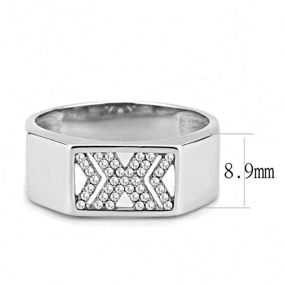Alamode High polished (no plating) Stainless Steel Ring with AAA Grade CZ in Clear - Alamode - Flyclothing LLC