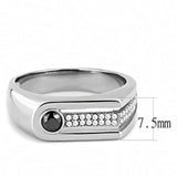 Alamode High polished (no plating) Stainless Steel Ring with AAA Grade CZ in Black Diamond - Alamode - Flyclothing LLC