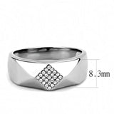 Alamode High polished (no plating) Stainless Steel Ring with AAA Grade CZ in Clear - Alamode - Flyclothing LLC