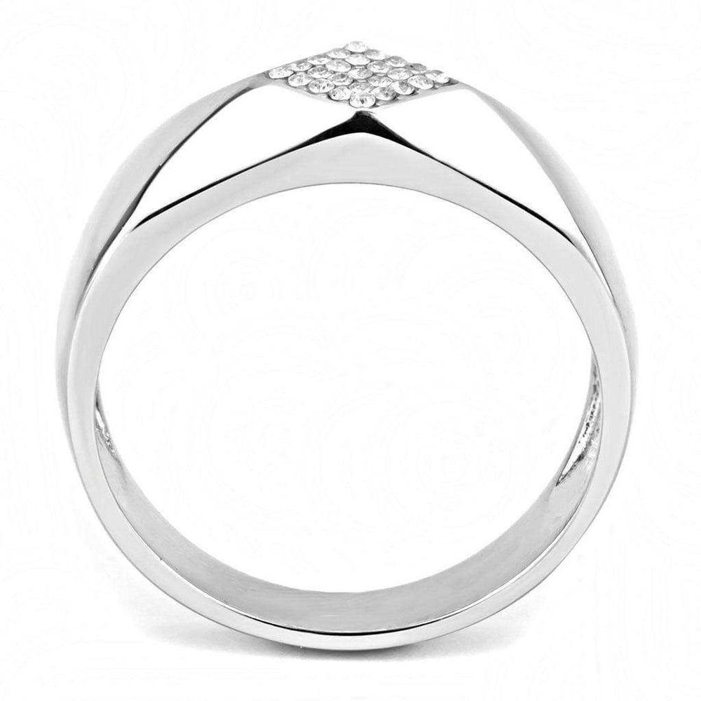Alamode High polished (no plating) Stainless Steel Ring with AAA Grade CZ in Clear - Alamode - Flyclothing LLC