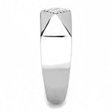 Alamode High polished (no plating) Stainless Steel Ring with AAA Grade CZ in Clear - Alamode - Flyclothing LLC
