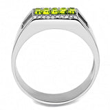 Alamode High polished (no plating) Stainless Steel Ring with Top Grade Crystal in Olivine color - Alamode - Flyclothing LLC