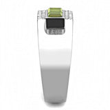 Alamode High polished (no plating) Stainless Steel Ring with Top Grade Crystal in Olivine color - Alamode - Flyclothing LLC